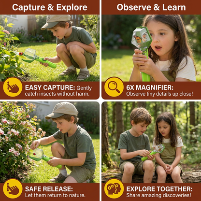 Kids Bug Catcher with 6X Magnifier – Insect Observation Tool for Outdoor Exploration