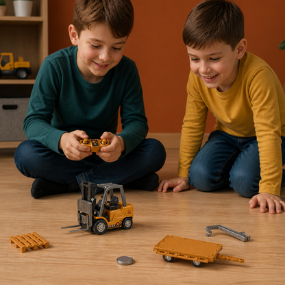 1:64 Scale RC Construction Vehicles – Forklift, Excavator, Dump Truck & Bulldozer