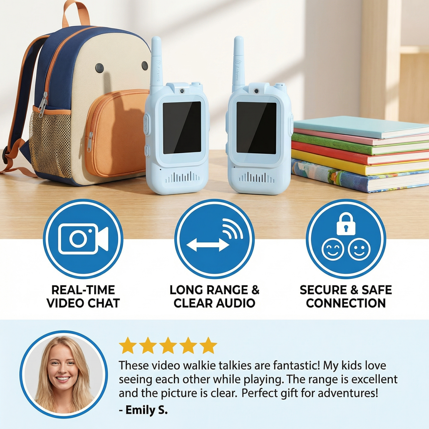 Kids Video Walkie Talkie Set (2-Pack) – Intercom with Camera & Screen