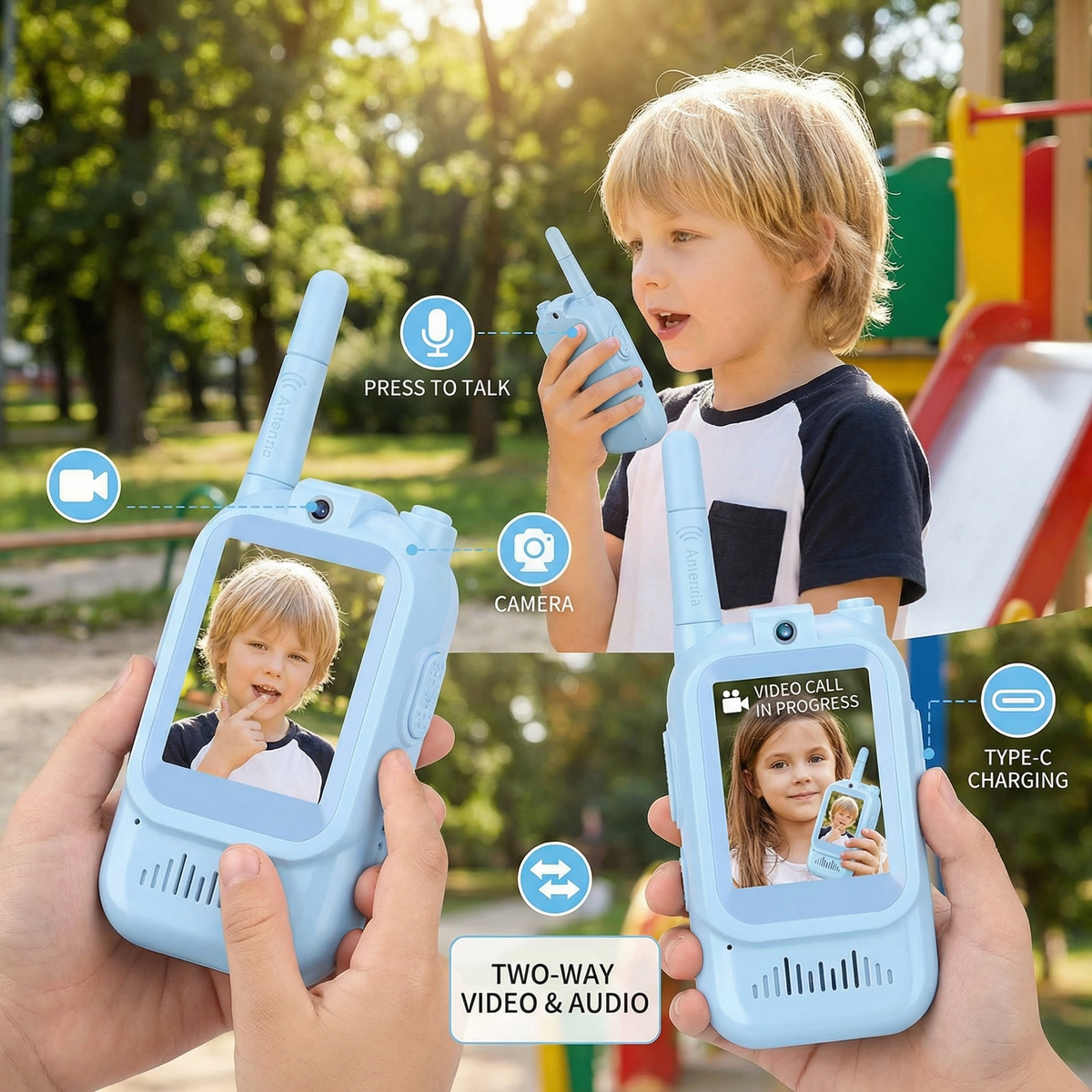 Kids Video Walkie Talkie Set (2-Pack) – Intercom with Camera & Screen