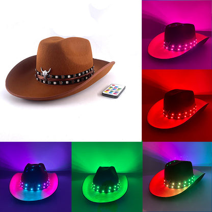 Light Up the Night 👻 LED Glow Cowboy Hat – Halloween Party Costume