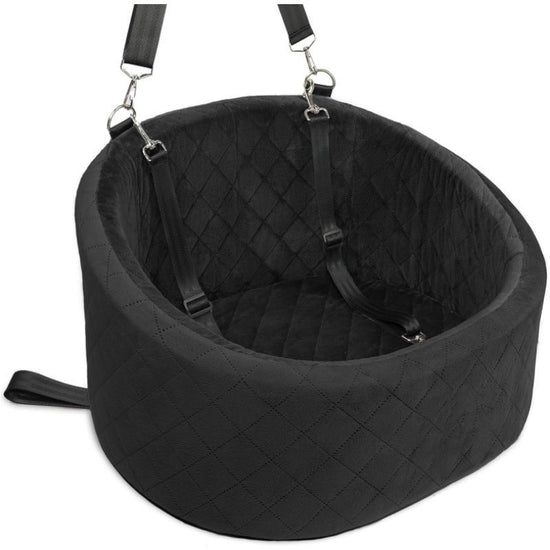 All black dog car seat