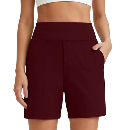 Women's High-Waisted Athletic Bermuda Shorts with Pockets ¨C Running, Yoga, Summer Casual Activewear