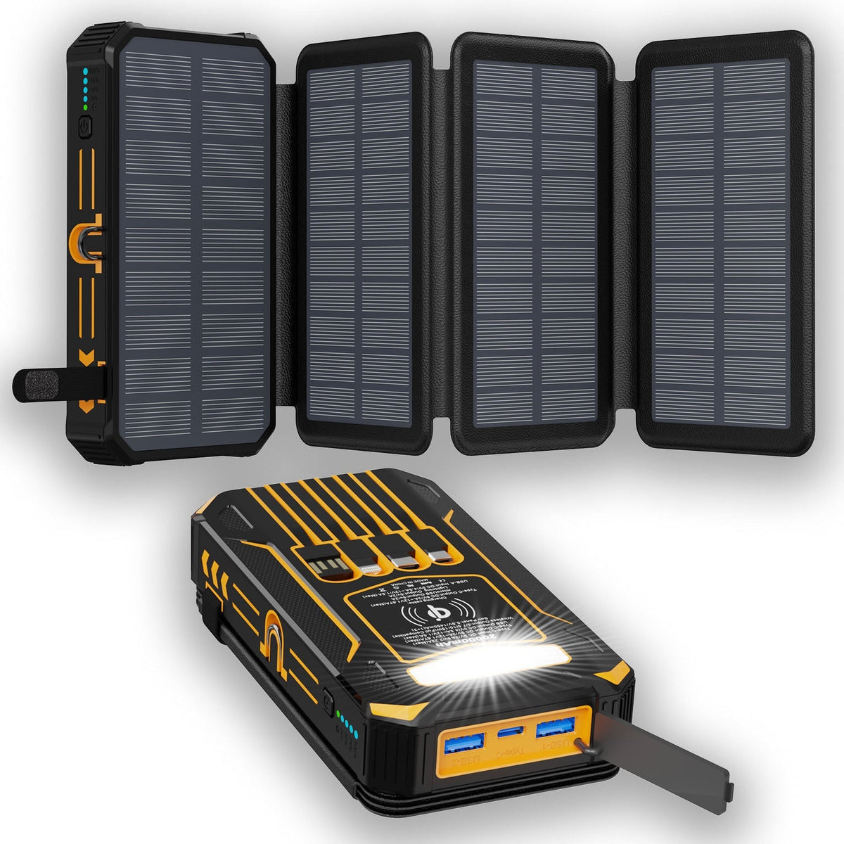 🔋 Half-Price Deal! ☀️ 20,000mAh Solar Power Bank - Features Wireless Charging And LED Flashlight.