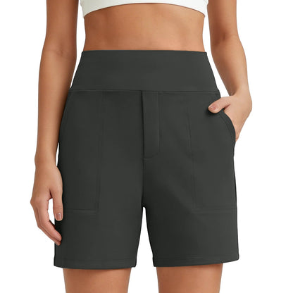 Women's High-Waisted Athletic Bermuda Shorts with Pockets ¨C Running, Yoga, Summer Casual Activewear