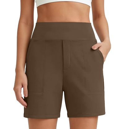 Women's High-Waisted Athletic Bermuda Shorts with Pockets ¨C Running, Yoga, Summer Casual Activewear