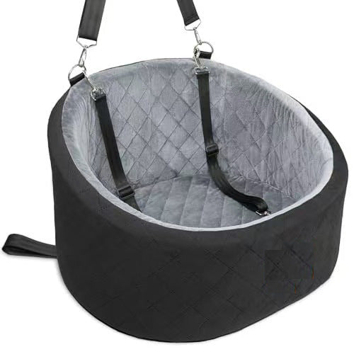 Black and grey dog car seat
