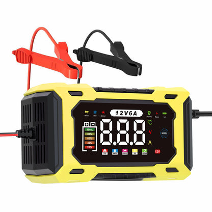 🔋 12V 6A Smart Battery Charger – Intelligent Car Battery Maintainer With LCD Display & Pulse Repair Mode