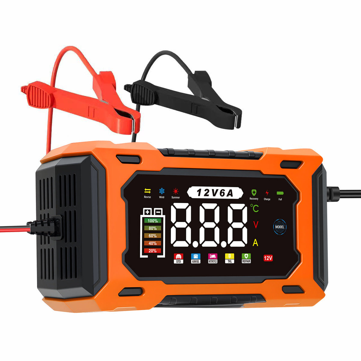 🔋 12V 6A Smart Battery Charger – Intelligent Car Battery Maintainer With LCD Display & Pulse Repair Mode