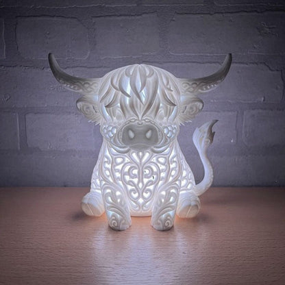 🐮 Highland Cow Tea Light Holder – Adorable Rustic Farmhouse Decor
