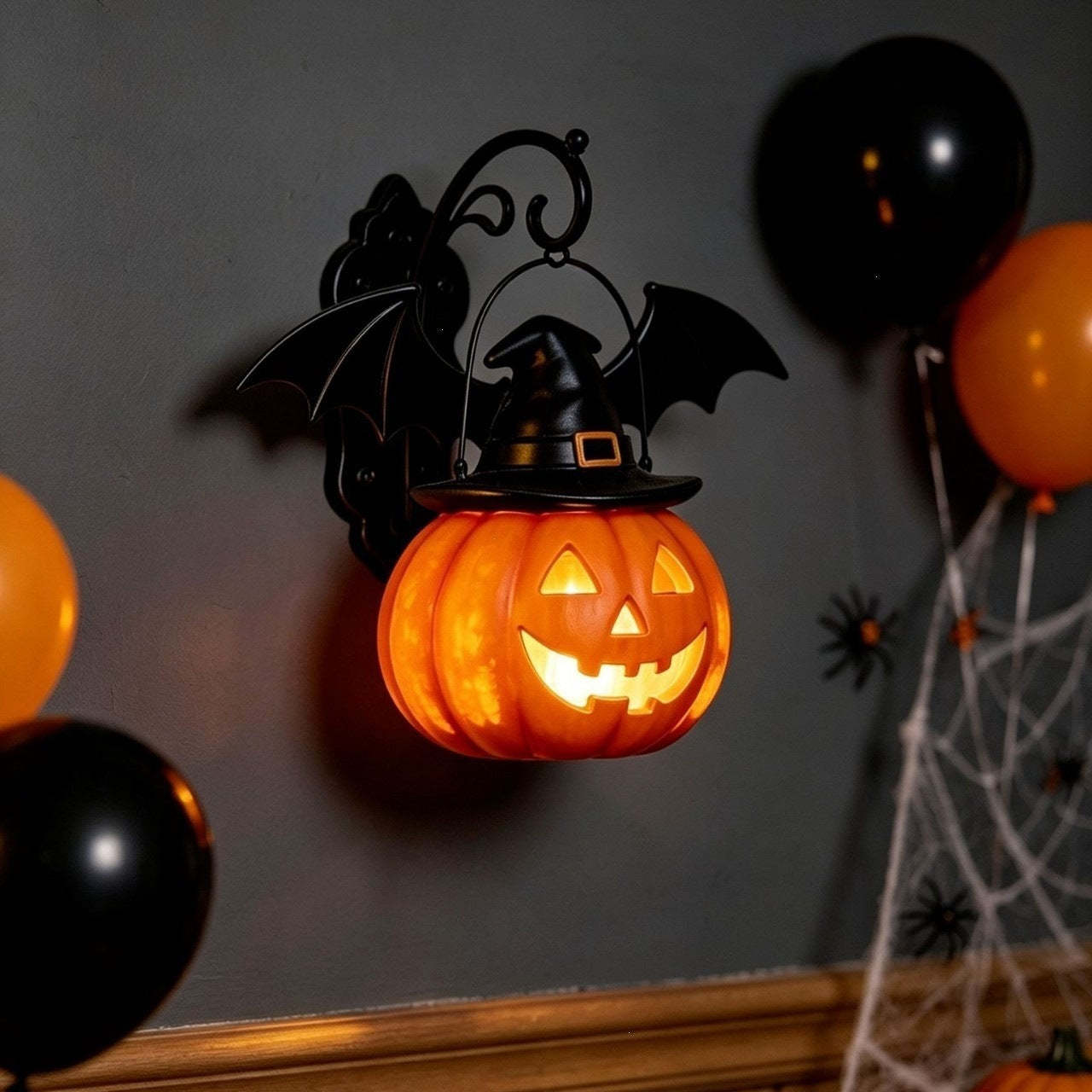 🎃Halloween Early Bird Special Sale 50% OFF🎃 Bat Hat Pumpkin Wall Lamp 🦇