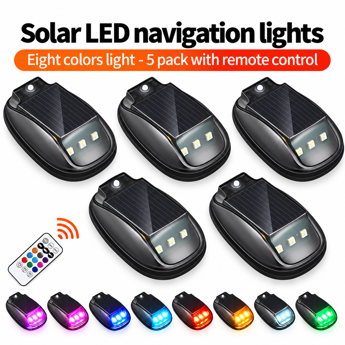 🚙 5-Pack Solar RGB Roof Strobe Light Set – Wireless & No-Drill
