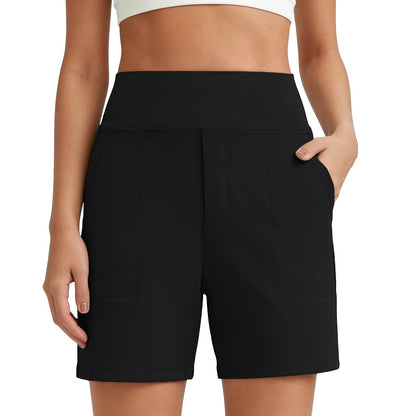Women's High-Waisted Athletic Bermuda Shorts with Pockets ¨C Running, Yoga, Summer Casual Activewear