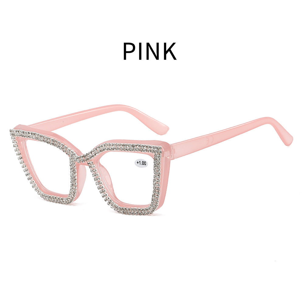 Cat Eye Anti-Blue Light Reading Glasses - Diamond Inlaid