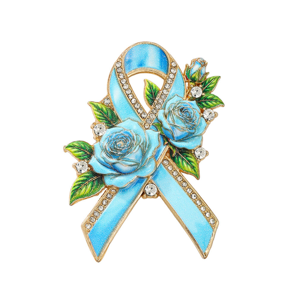 Hope Blooms™ Rose Ribbon Brooch – A Symbol of Strength, Love & Breast Cancer Awareness