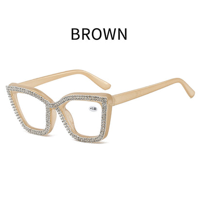 Cat Eye Anti-Blue Light Reading Glasses - Diamond Inlaid