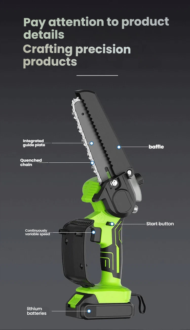 ⚡ Mini Cordless Chainsaw  | 21V One-Handed Pruning Saw | 4,500 RPM Pure Copper Motor 🌿