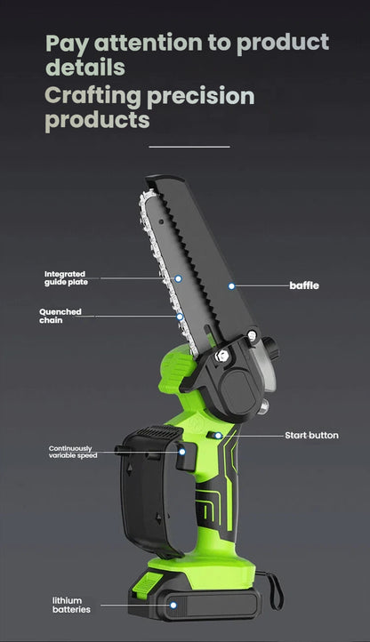 ⚡ Mini Cordless Chainsaw  | 21V One-Handed Pruning Saw | 4,500 RPM Pure Copper Motor 🌿