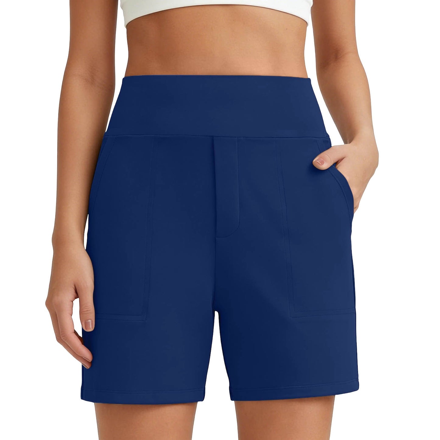 Women's High-Waisted Athletic Bermuda Shorts with Pockets ¨C Running, Yoga, Summer Casual Activewear