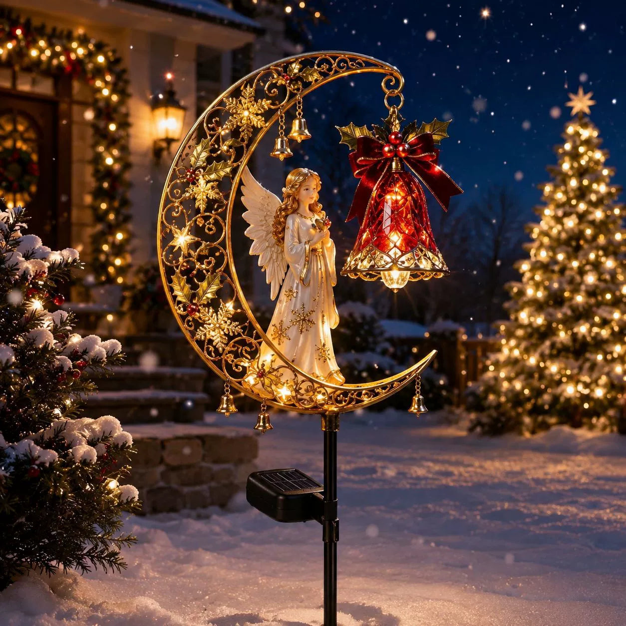 🔥LAST DAY 50% OFF  -Solar Christmas Crescent Garden Light 🎄✨
