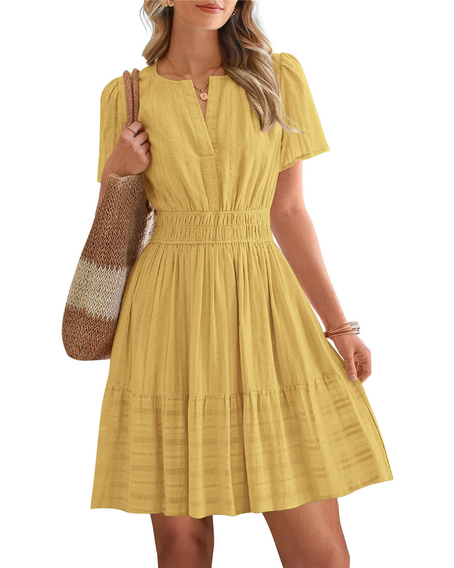 🔥 Women's Summer 2026 Casual Maxi Dress Lightweight Short Sleeve V Neck Boho Dress with Pockets