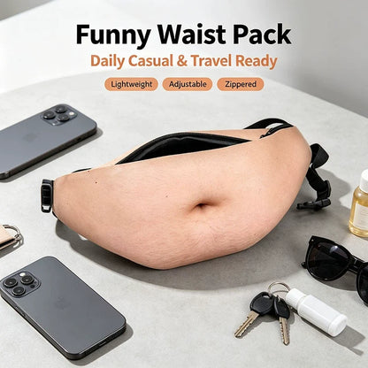 ⏰ 50% OFF Today- Funny Belly Fanny Pack – Realistic Fake Belly Waist Bag