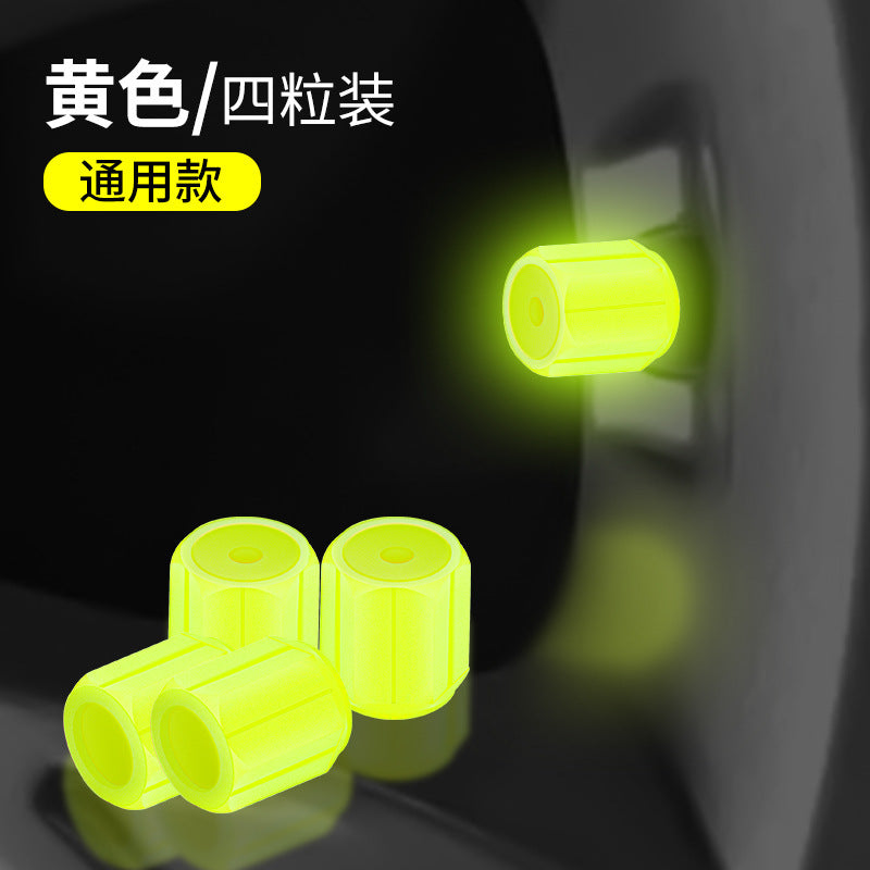 Glow-in-the-Dark Car Tire Valve Cap Set - Durable, Easy-to-Install, No-Tool-Required Accessories for Safe Night Driving - Perfect for Most Vehicle Tires