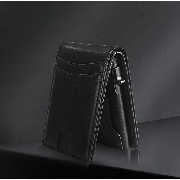 Slim Leather RFID Pop-Up Wallet with Cash Pocket (2026 Edition)