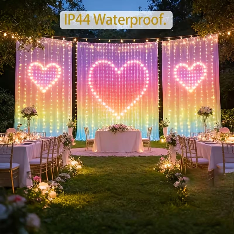 🎄 Smart RGB Pixel Curtain Lights – App-Controlled Animated Holiday Display for Balcony & Window Decor-3m*3m