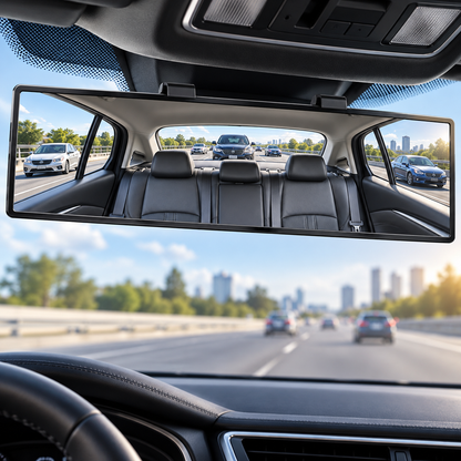 🚗 Wide Angle Rear View Mirror – 12' Anti-Glare Panoramic Clip-On Car Mirror