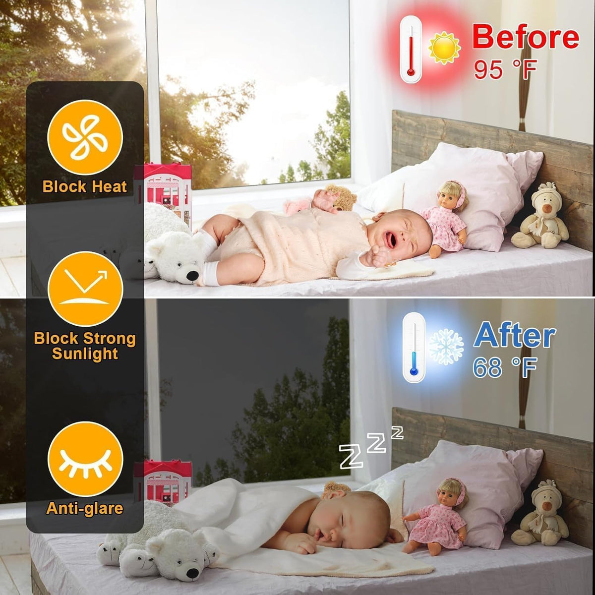 Upgraded One Way Window Privacy Film Sun Heat Blocking