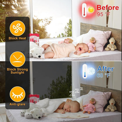Upgraded One Way Window Privacy Film Sun Heat Blocking