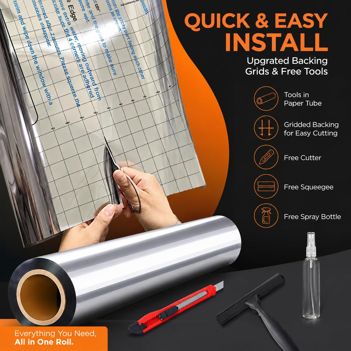Upgraded One Way Window Privacy Film Sun Heat Blocking