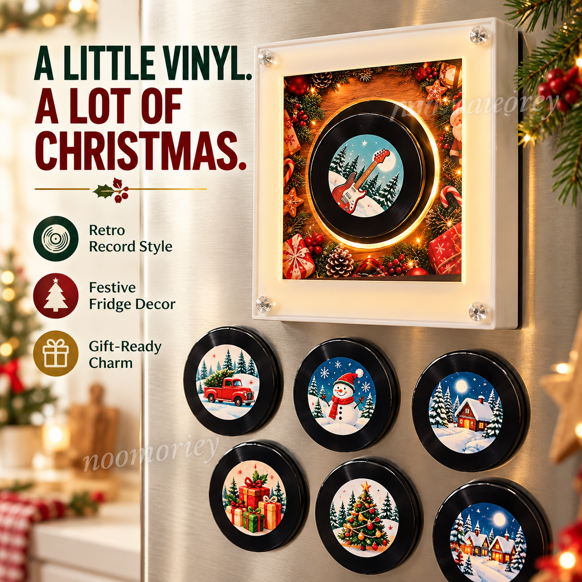 Christmas Vinyl Record Magnets – Cute Retro Holiday Fridge Decor 🎄🎶