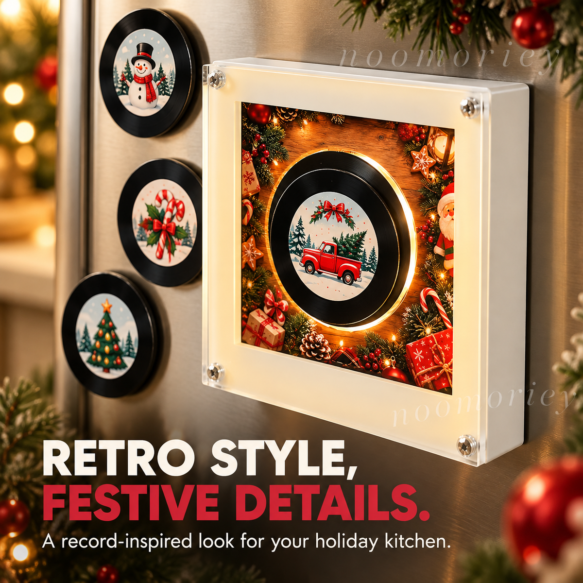 Christmas Vinyl Record Magnets – Cute Retro Holiday Fridge Decor 🎄🎶