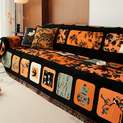 Botanical Elegance — A Luxury Green Sofa Throw for the Refined Home