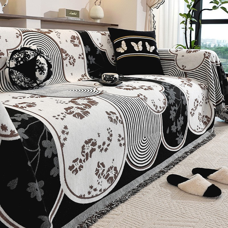 Cream and brown sofa throw