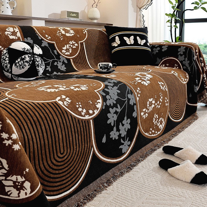 Botanical Elegance — A Luxury Green Sofa Throw for the Refined Home