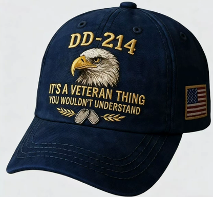 DD-214 Veteran 3D Embroidered Cap - “IT'S A VETERAN THING YOU WOULDN'T UNDERSTAND”🎁