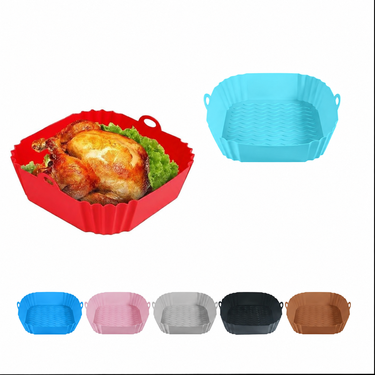Reusable Air Fryer Silicone Liner 🍟 – 8' Nonstick Cooking Basket Insert