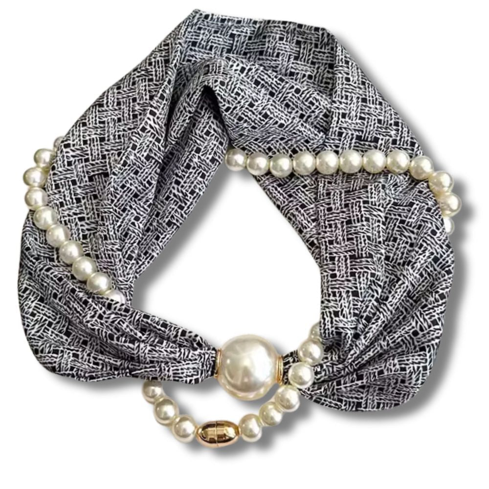 The Venise : Neck scarf jewelry with pearl accents