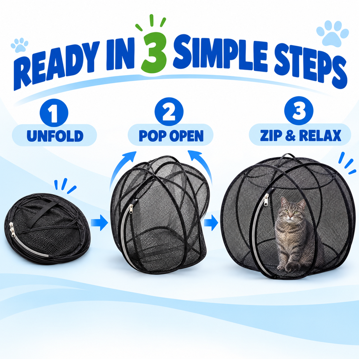 🐱🌿 FreshAir Cat Haven™ – Pop-Up Mesh Playpen