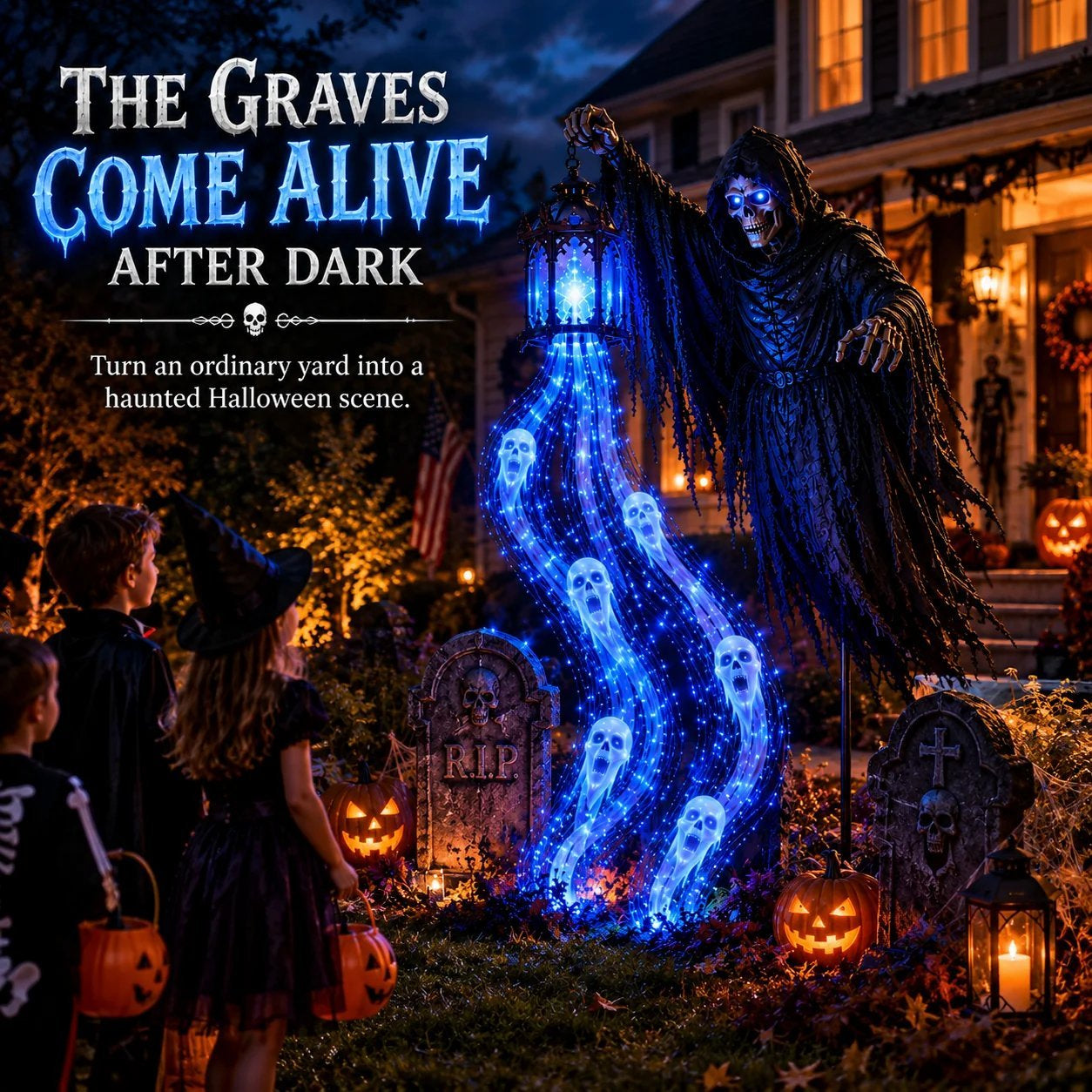 👻 Soul Harvester Halloween Garden Light – Solar Outdoor Decor | 🚚 Free Shipping