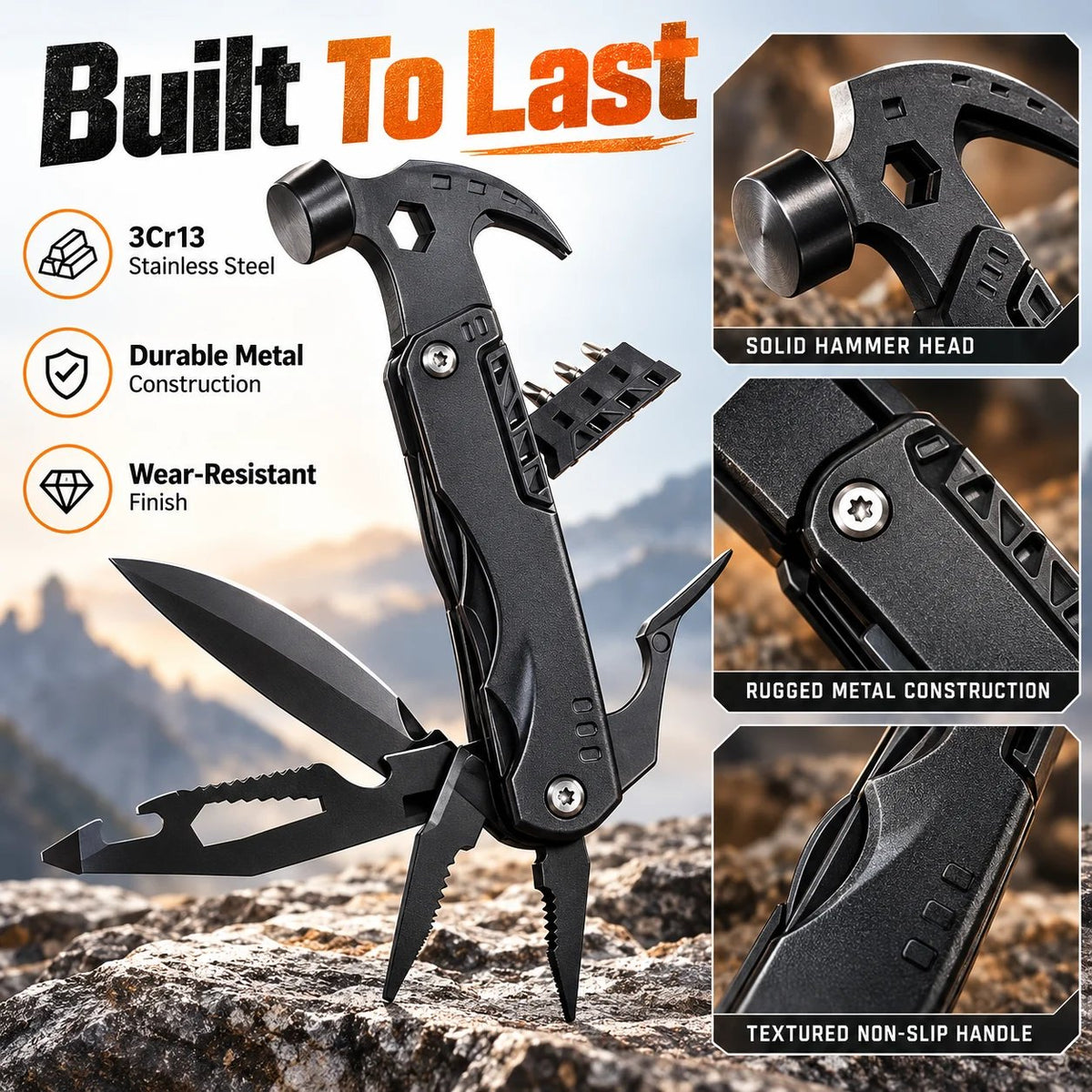 🌟✨ 19-in-1 Multifunction Camping Hammer