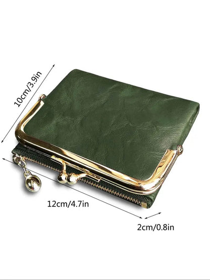 Women's Fashionable Solid Color Kiss Lock Wallet, Casual Versatile Coin Purse for Daily Used, Trendy All-match & Exquisite Wallet for Birthday Gift，Suitable for Thanksgiving, Christmas, and men's gift giving