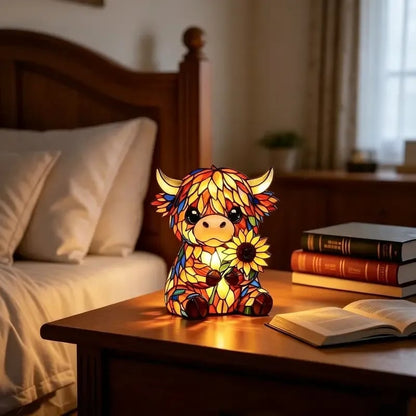 🎉🌻🐮Creative Highland Cow  Sunflower LED Night Light