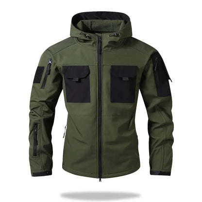 9 Pocket Tactical Hooded Jacket | Slim Fit Fleece Lined Outdoor Coat