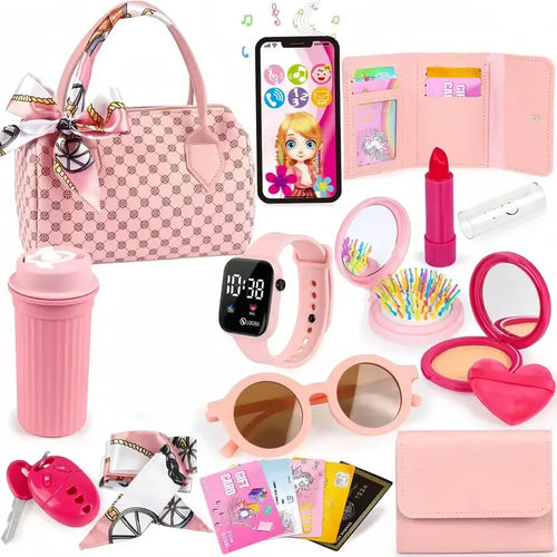Realistic Girl Handbag Toy Set, Colorful Pretend Play Accessories