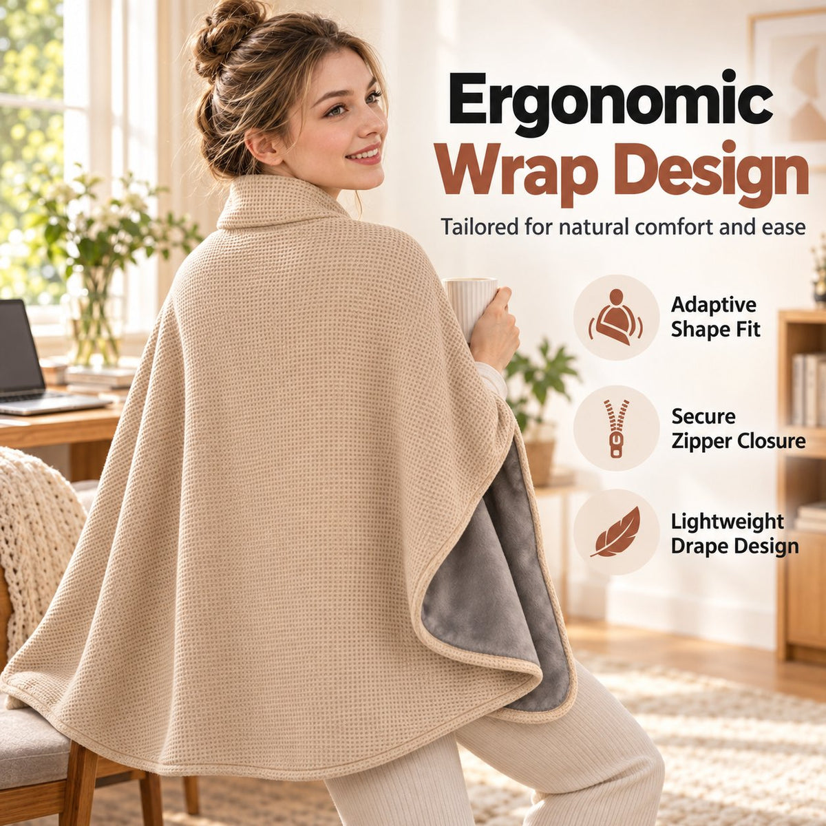 ⛄LIMITED-TIME 50% OFF‼️🔥 USB Heated Shawl Blanket – 3 Heat Settings, Ultra-Soft Wearable Warmth for Home & Office