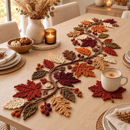 🍂 Autumn Leaf Table Runner | Fall Thanksgiving Dining Table Centerpiece Decor 🦃